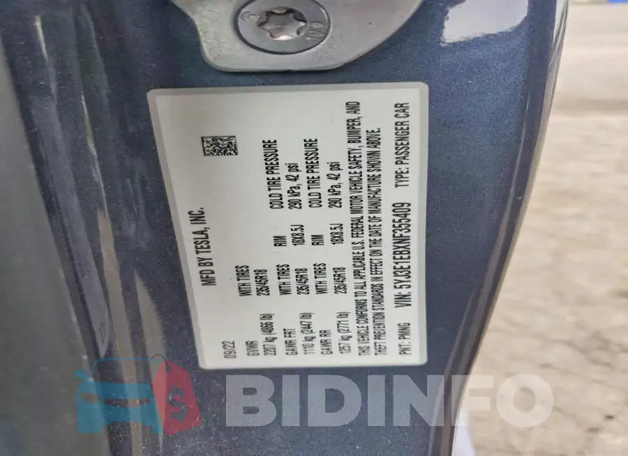 5YJ3E1EBXNF355409 Photo# 13
