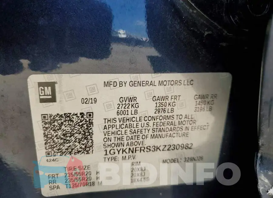 1GYKNFRS3KZ230982 Photo# 13