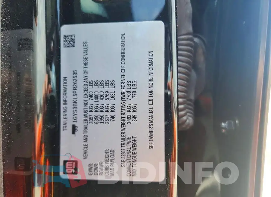1GYS3BKL5PR262535 Photo# 14