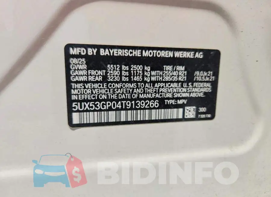 5UX53GP04T9139266 Photo# 13