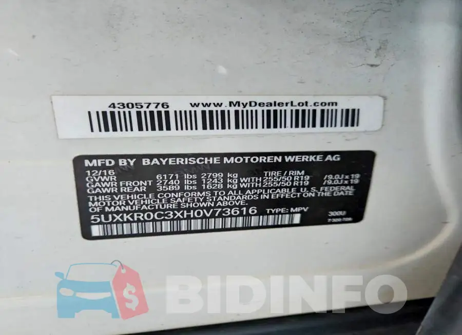 5UXKR0C3XH0V73616 Photo# 13