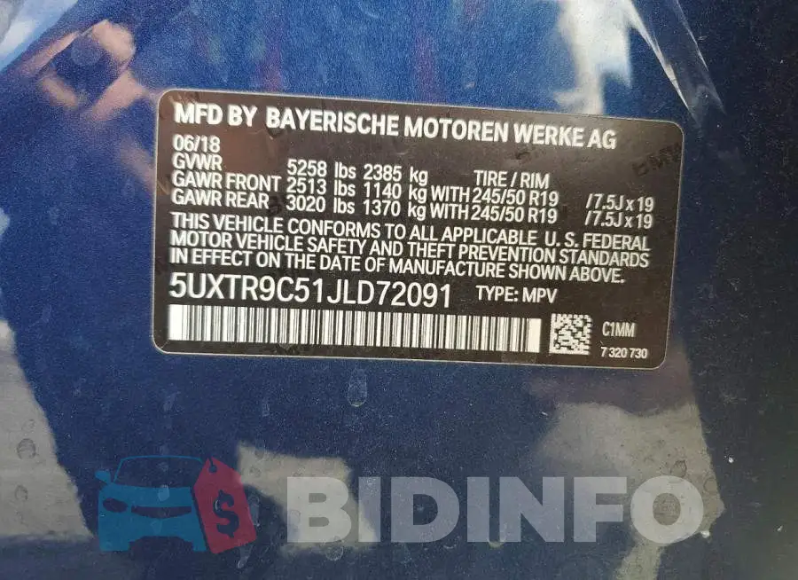 5UXTR9C51JLD72091 Photo# 13