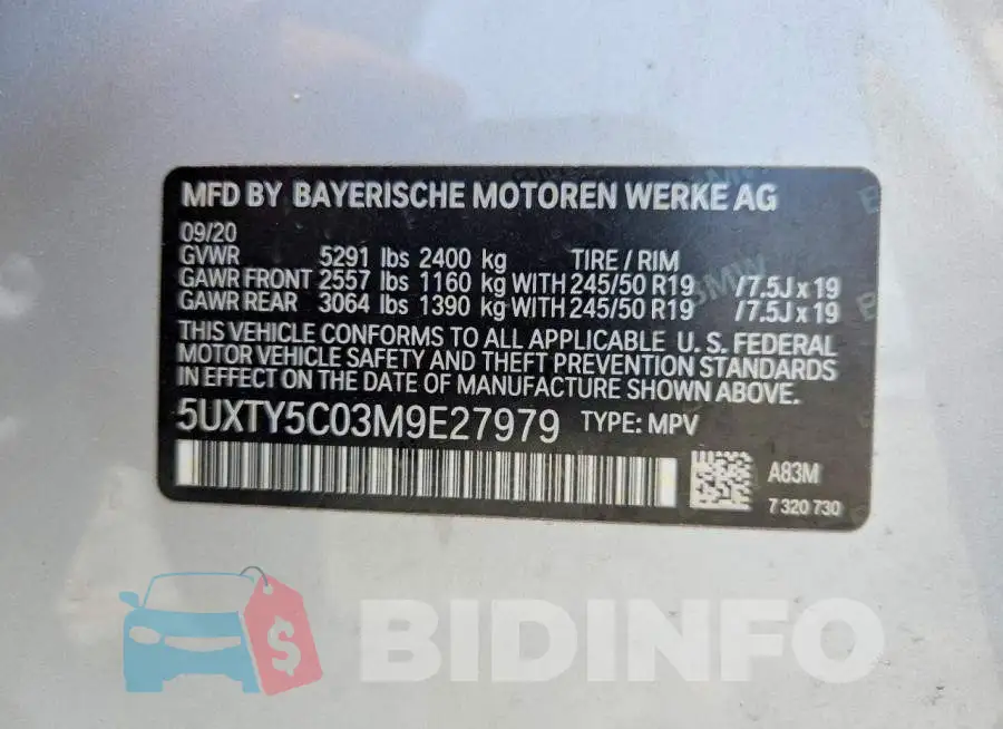 5UXTY5C03M9E27979 Photo# 12