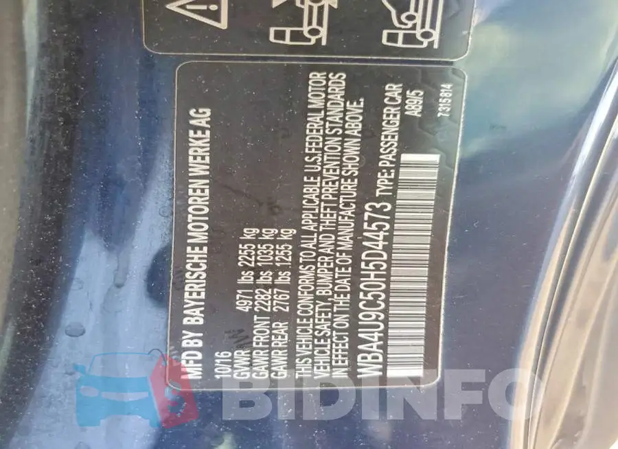 WBA4U9C50H5D44573 Photo# 12