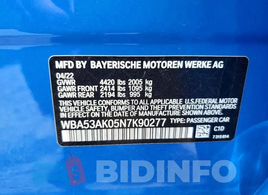 WBA53AK05N7K90277 Photo# 12