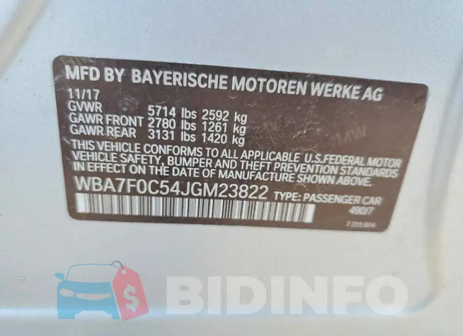 WBA7F0C54JGM23822 Photo# 12