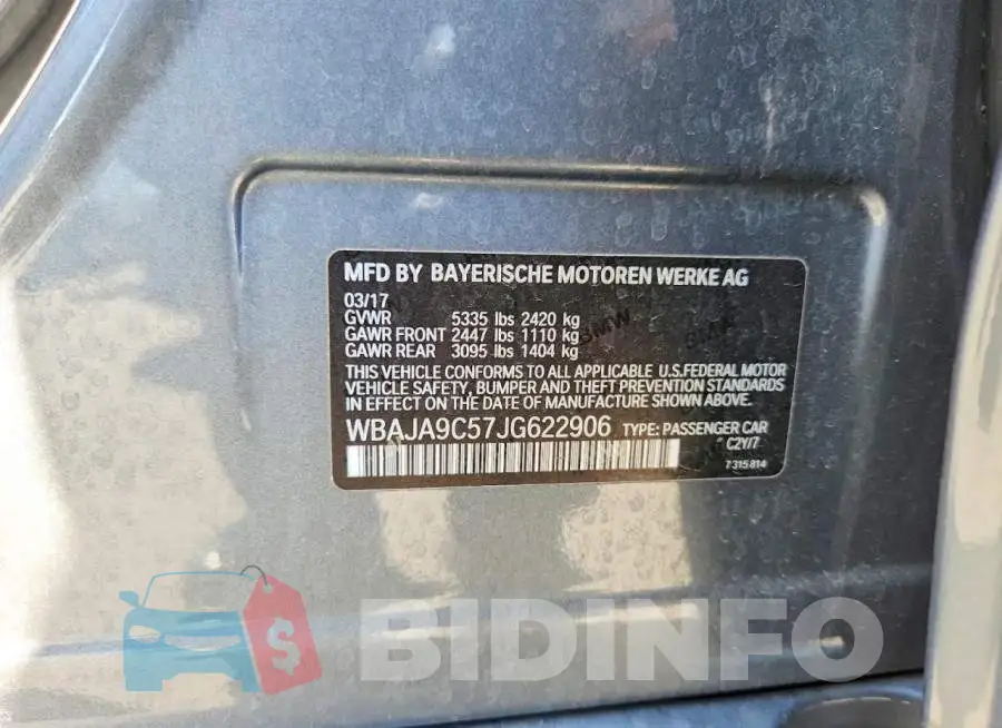 WBAJA9C57JG622906 Photo# 12