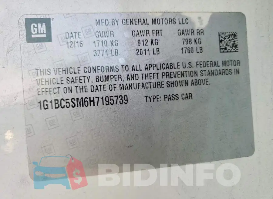 1G1BC5SM6H7195739 Photo# 12