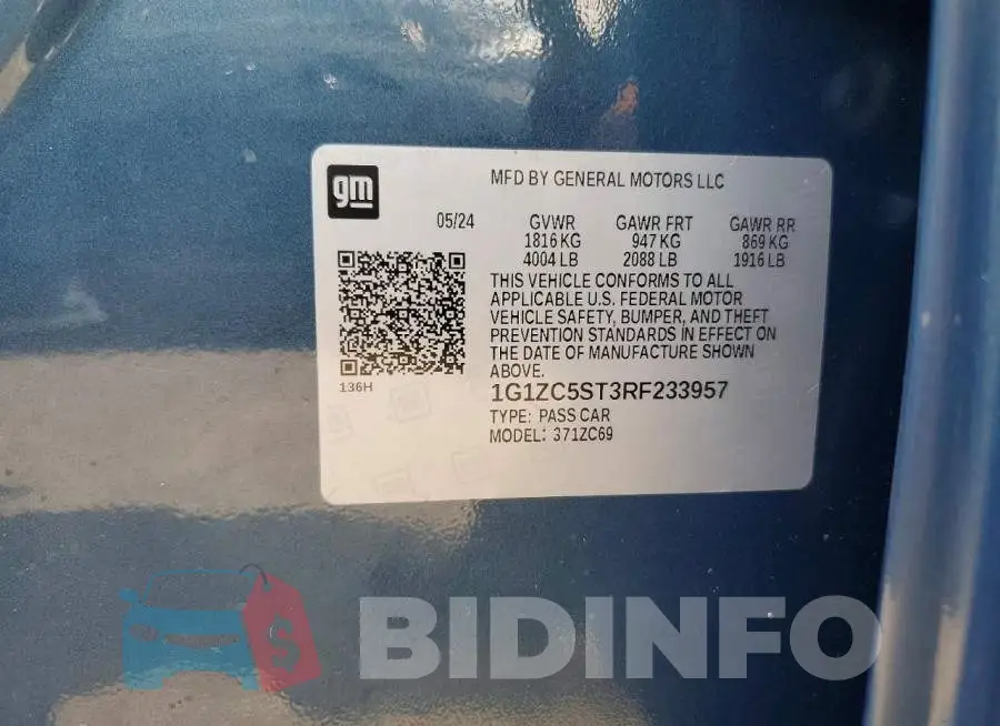 1G1ZC5ST3RF233957 Photo# 12