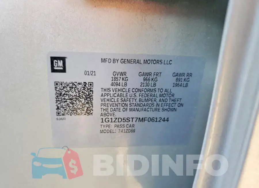 1G1ZD5ST7MF061244 Photo# 12