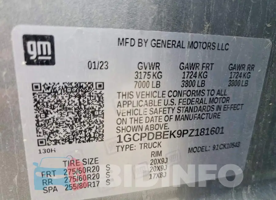 1GCPDBEK9PZ181601 Photo# 12