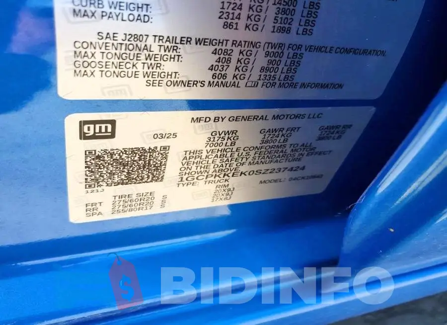 1GCPKKEK0SZ237424 Photo# 12