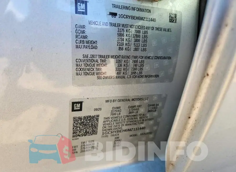 1GCRYBEH6MZ111440 Photo# 12
