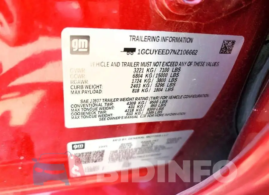 1GCUYEED7NZ106662 Photo# 12