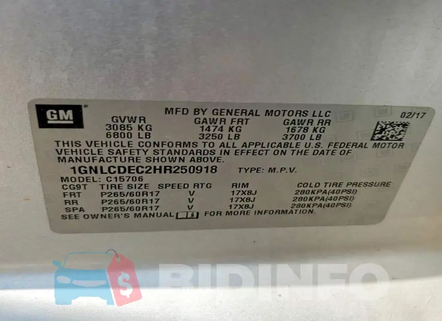 1GNLCDEC2HR250918 Photo# 13
