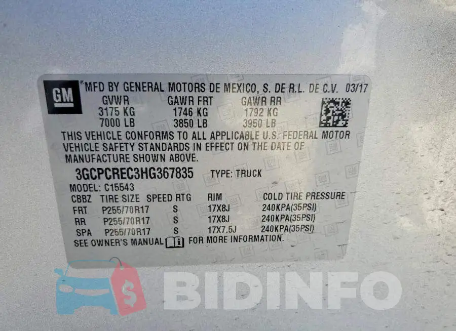 3GCPCREC3HG367835 Photo# 13