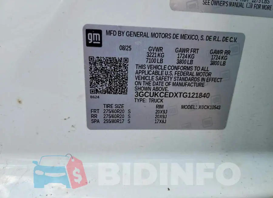 3GCUKCEDXTG121840 Photo# 12
