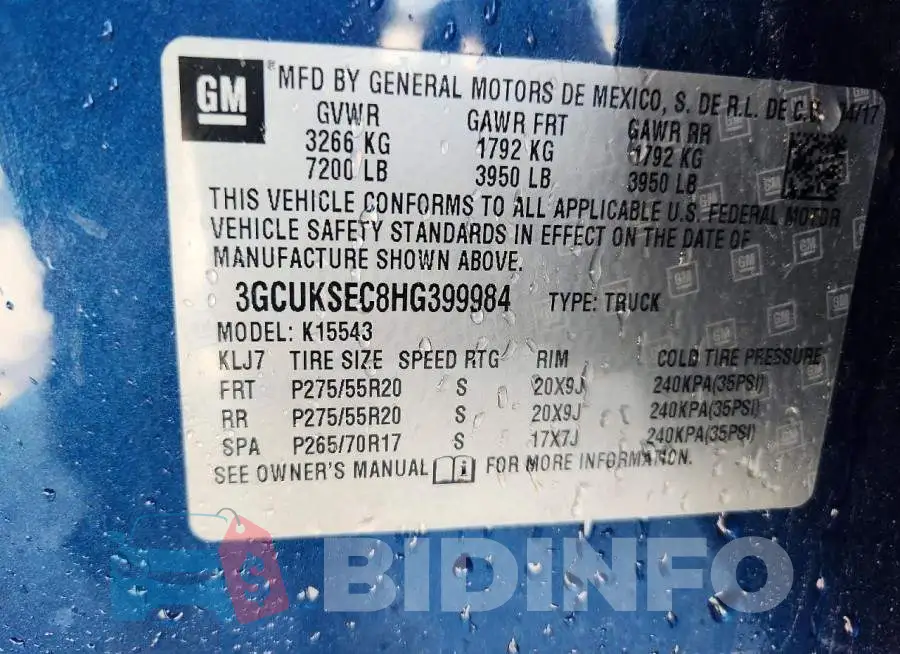 3GCUKSEC8HG399984 Photo# 13