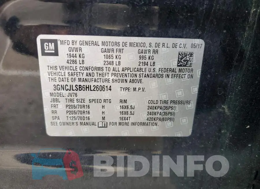 3GNCJLSB6HL260614 Photo# 13
