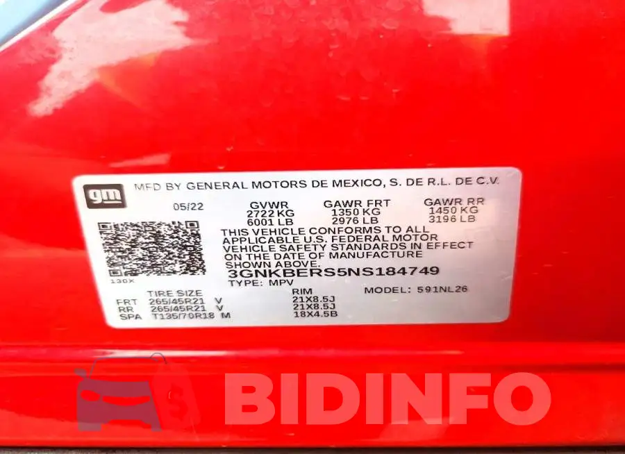 3GNKBERS5NS184749 Photo# 12
