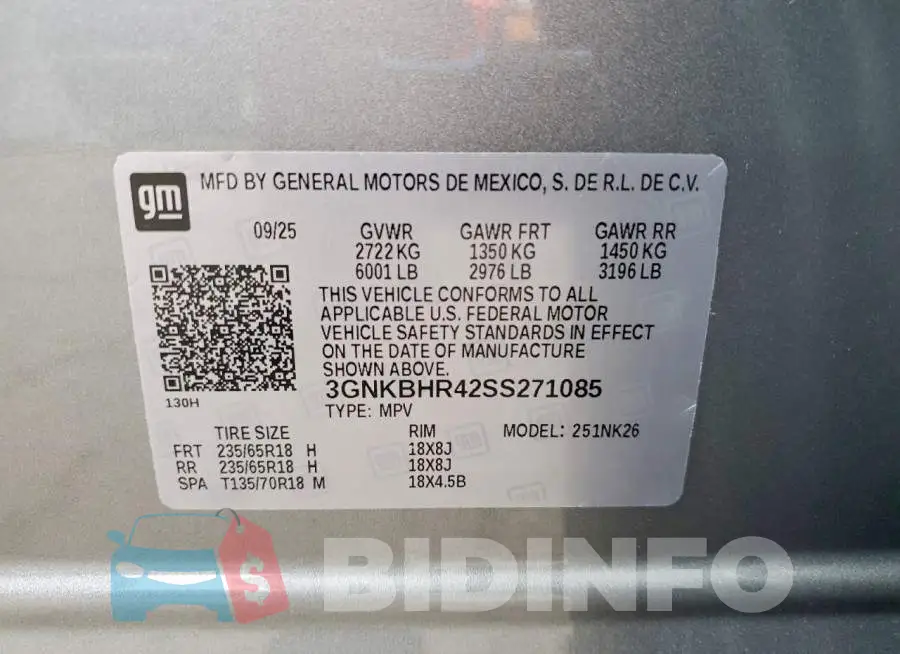3GNKBHR42SS271085 Photo# 14