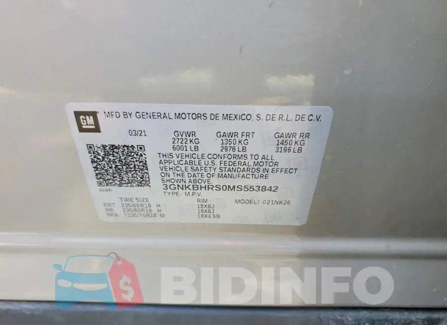 3GNKBHRS0MS553842 Photo# 13