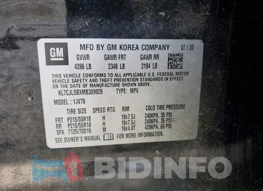 KL7CJLSBXMB309928 Photo# 12