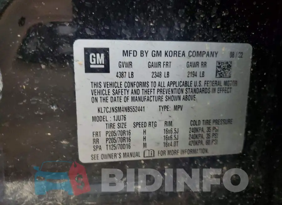 KL7CJNSM4NB552441 Photo# 13