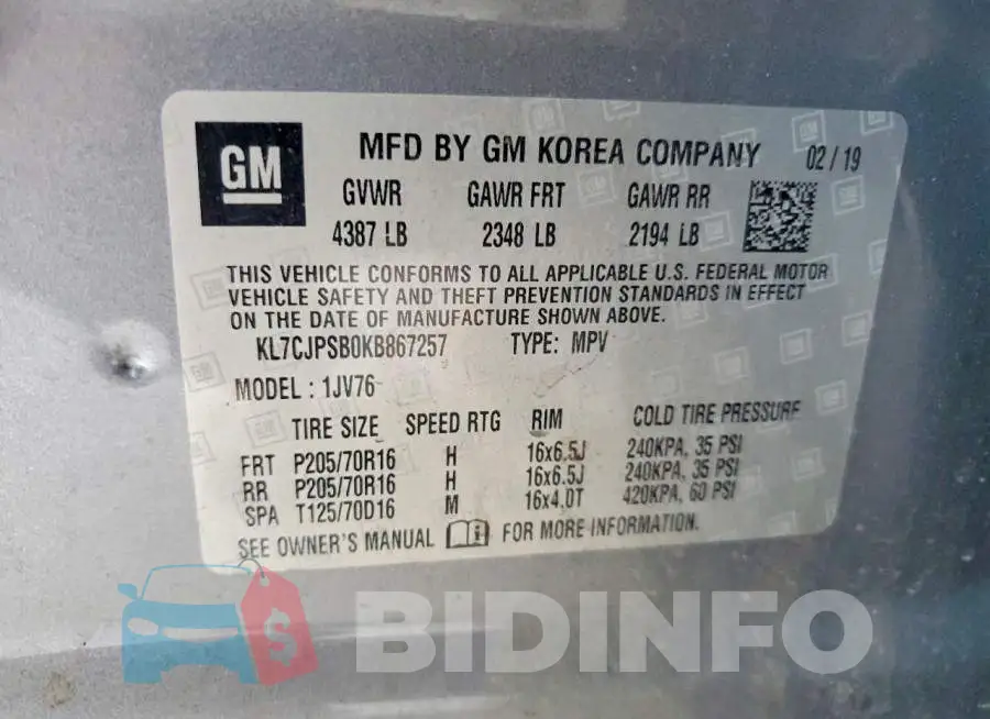 KL7CJPSB0KB867257 Photo# 13