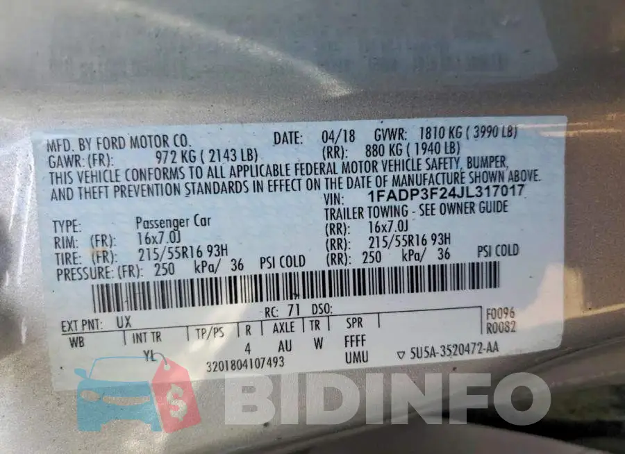 1FADP3F24JL317017 Photo# 12