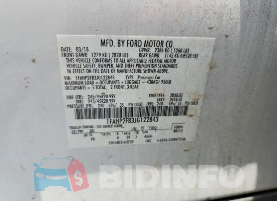 1FAHP2F83JG122843 Photo# 12