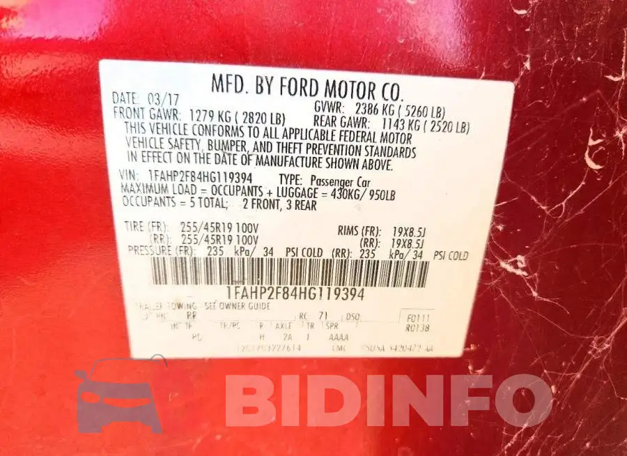 1FAHP2F84HG119394 Photo# 13