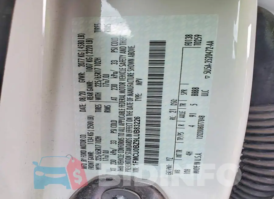 1FMCU0BZ9LUB83226 Photo# 12