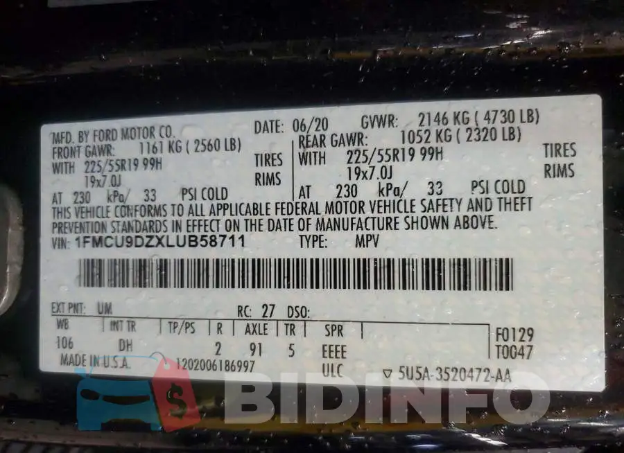1FMCU9DZXLUB58711 Photo# 13