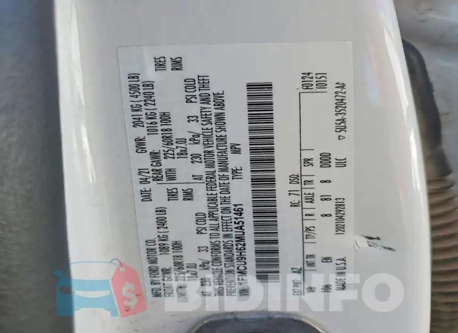 1FMCU9H62MUA51461 Photo# 13
