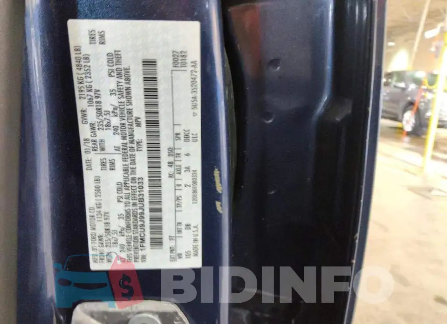 1FMCU9J99JUB31033 Photo# 13