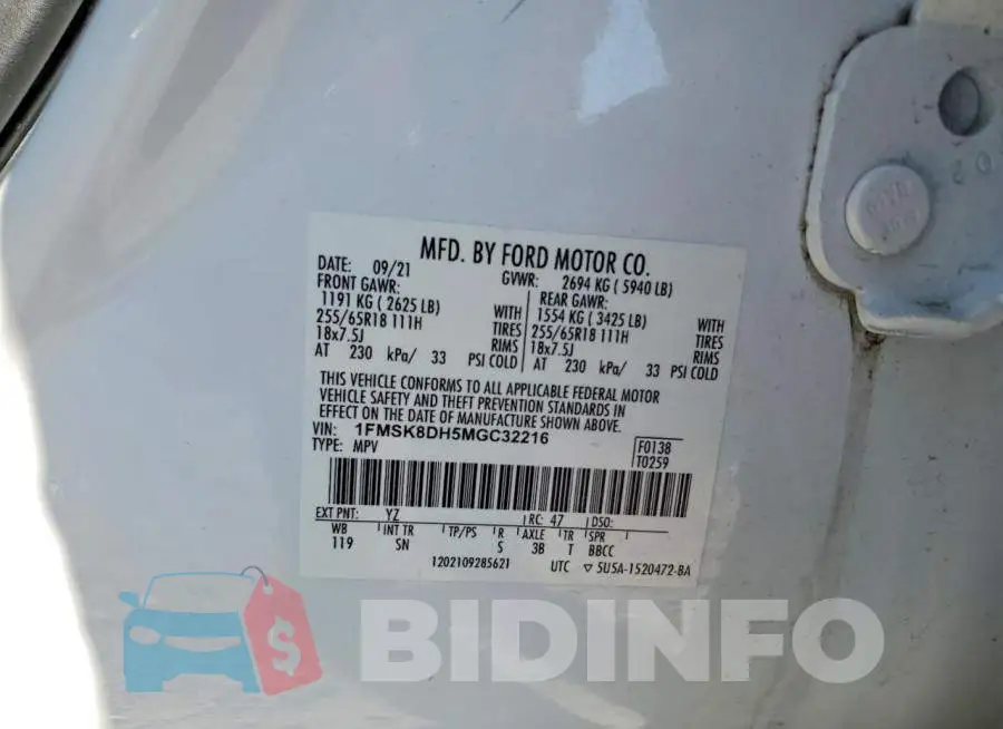 1FMSK8DH5MGC32216 Photo# 13