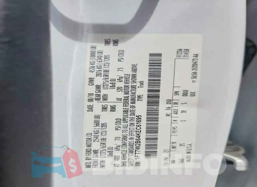 1FT7W2B64KEC61695 Photo# 12