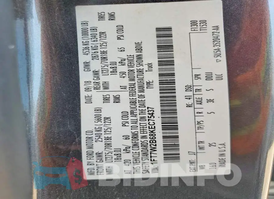 1FT7W2B68KEC75437 Photo# 12