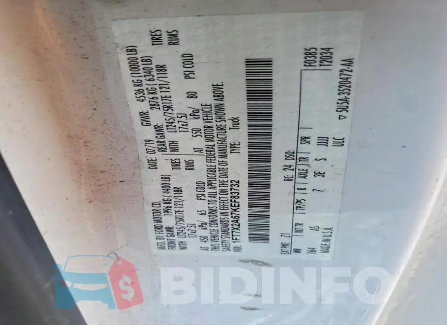 1FT7X2A67KEF83732 Photo# 12