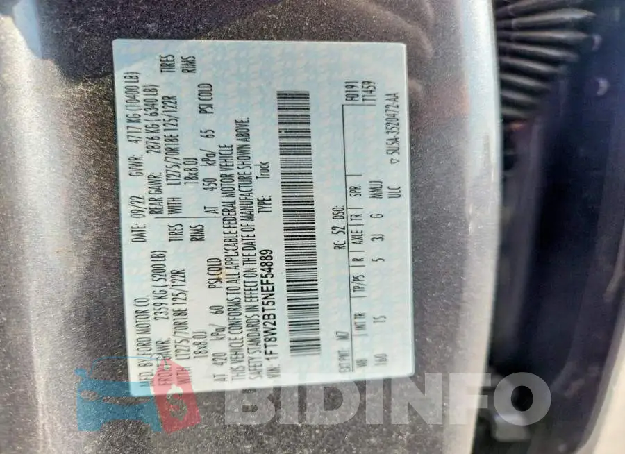 1FT8W2BT5NEF54889 Photo# 13