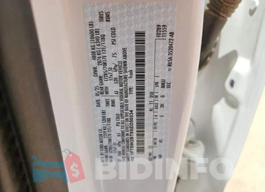 1FT8W2BT9SED50334 Photo# 12