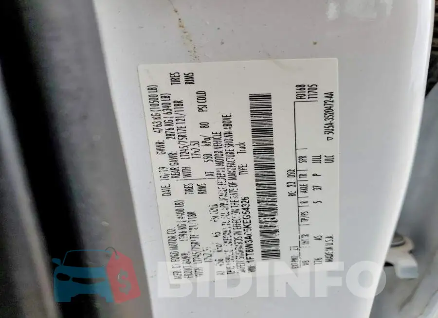 1FT8W3A65KEG54326 Photo# 12