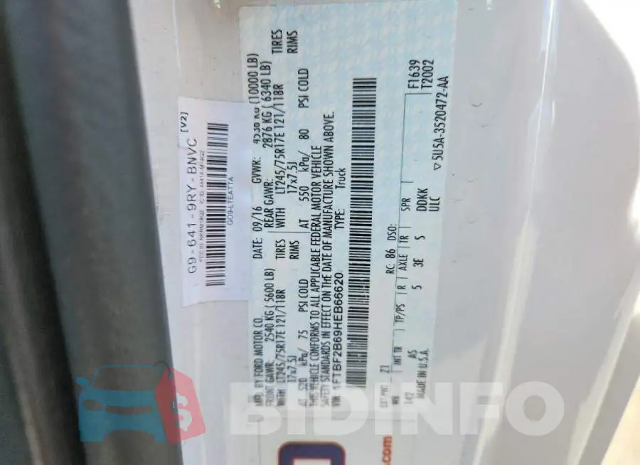 1FTBF2B69HEB66620 Photo# 12