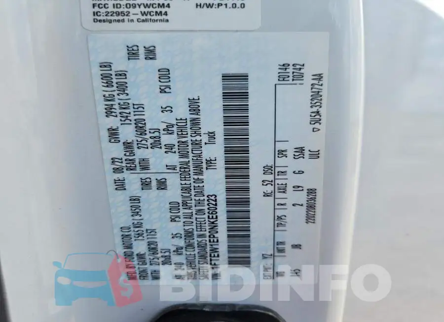 1FTEW1EP0NKE60223 Photo# 12