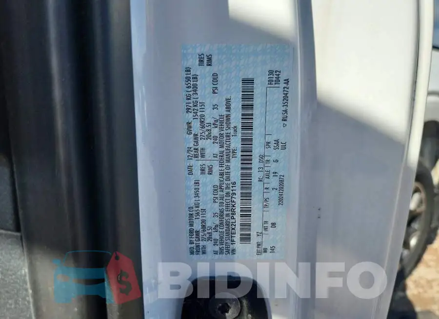1FTEX2LP8RKF79116 Photo# 12
