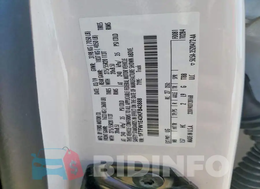 1FTFW1E43KFB43888 Photo# 12