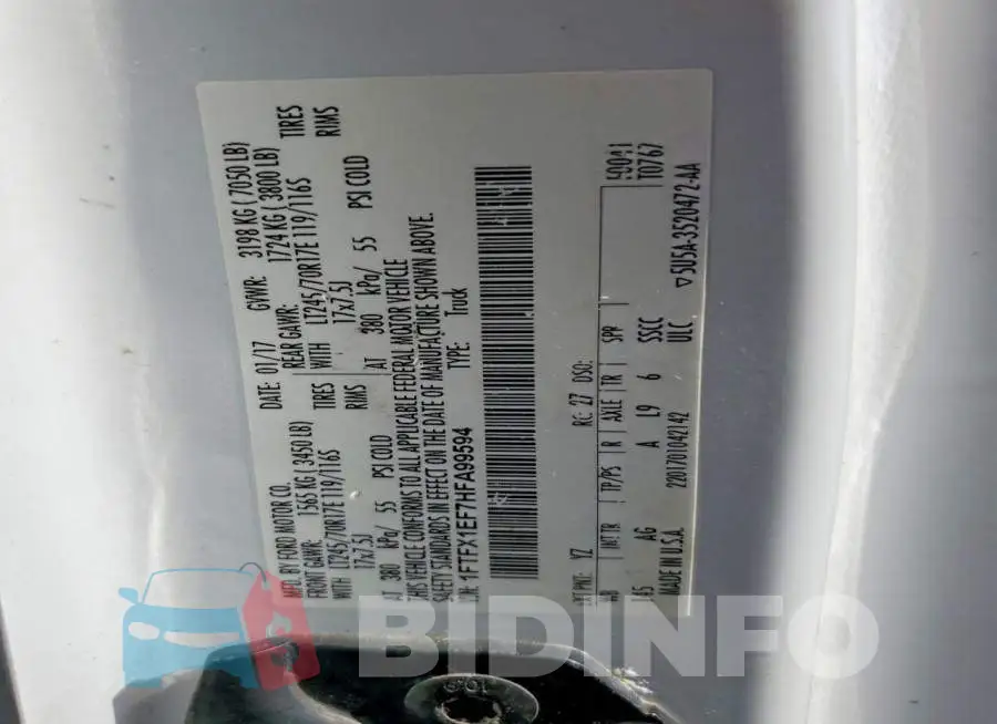 1FTFX1EF7HFA99594 Photo# 13