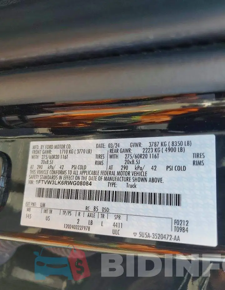 1FTVW3LK6RWG08084 Photo# 12