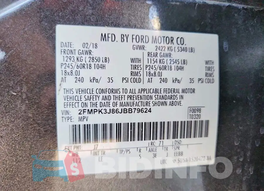 2FMPK3J86JBB79624 Photo# 13